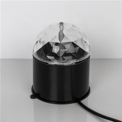 Световой прибор «Хрустальный шар» 7.5 см, свечение RGB, 220 В, чёрный