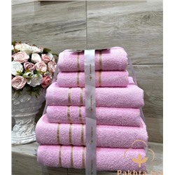Комплект махровых полотенец светло-розовый (упаковка 6шт)