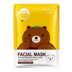 Bioaqua Увлажняющая очищающая маска-салфетка для лица с экстрактом зеленого чая (мишка), 30 г