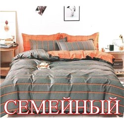 Комплект постельного белья Alorea с рисунком серый/оранжевый Семейный