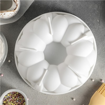 Форма для муссовых десертов и выпечки «Цветочное лакомство», 19,5×5,5 см, цвет белый