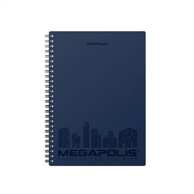 Тетрадь с пласт обл MEGAPOLIS®, синий, А5, 80л, клетка (4 шт)