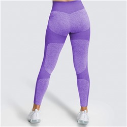 Фиолетовые меланжевые спортивные леггинсы с высокой талией