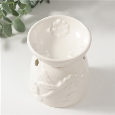 Аромалампа керамика "Стрекоза на цветке" белая 7,2х7,2х8,3 см