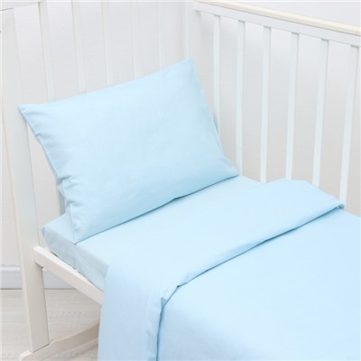 Комплект постельного белья  "Крошка Я" Light blue 112*147 см, 60*120+20 см, 40*60 см, 100% хлопок