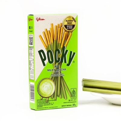 Палочки поки Pocky GLICO "Зелёный чай" в белом шоколаде, 33 г