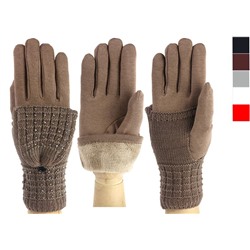 Трикотажные женские двойные перчатки-митенки