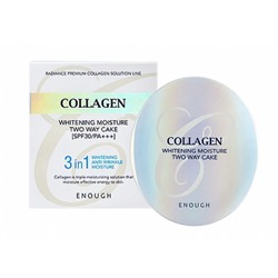 Enough Пудра для светлой кожи со сменным блоком / Collagen Whitening Moisture Two Way Cake №13 SPF30 PA+++, 13 мл x 2