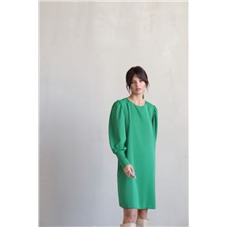 7162 Платье с объёмными рукавами зелёное