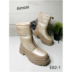 Зимние ботинки с натуральным мехом E82-1 бежевые