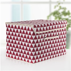 Короб для хранения с крышкой «Ромбы», 37×25×25 см, цвет красный