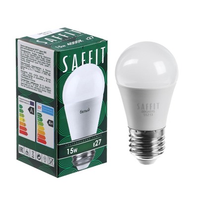 Лампа светодиодная SAFFIT, 15W 230V E27 4000K G45, SBG4515