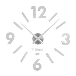 Часы-наклейка, серия: DIY, "Соломон", d-120 см, сек стрелка 39 см, цифра 12 см,  АА, серебро