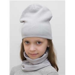 Комплект для девочки шапка+снуд (Цвет светло-серый), размер 50-52; 52-54,  хлопок 95%