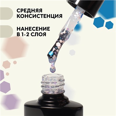 Гель лак для ногтей, «MILK GLITTER», 3-х фазный, 8мл, LED/UV, цвет прозрачный (02)