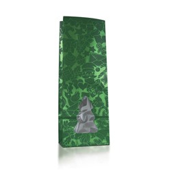 Пакет для чая 250 г с окошком, подарочный "Новый год", зелёный