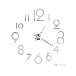 Часы аппликация 3D 100-120 см / AL066S/1 /уп 36/ серебро