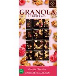Шоколад Libertad Granola Горький шоколад 70% с гранолой, малиной и миндалем, 80г