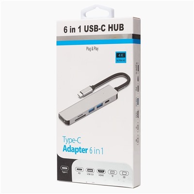 Хаб USB Type-C - BYL-2010 (HDMI, USB-Cx2, USBx2, SD/TF CardReader)