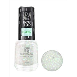 Brigitte Bottier Топовое покрытие для ногтей STAR DUST MATTE TOP green 12мл