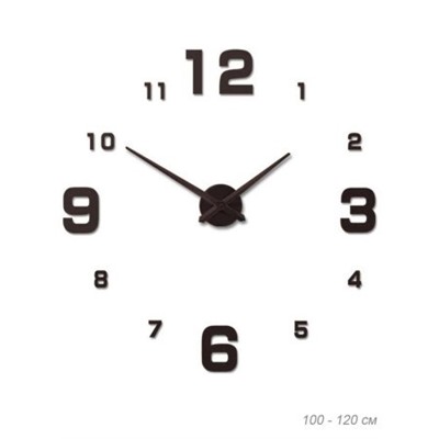 Часы аппликация 3D 100-120 см / AL005B/1 /уп 36/ черные