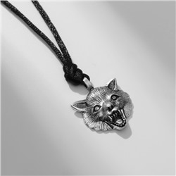 Кулон-амулет «Волк» защита, цвет чернёное серебро на чёрном шнурке, 46 см