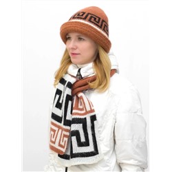 Комплект зимний женский шляпа+шарф Афина (Цвет терракот), размер 54-56, шерсть 70%