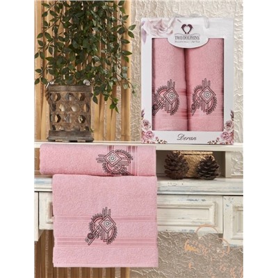 Комплект полотенец в коробке Махра 2шт розовый