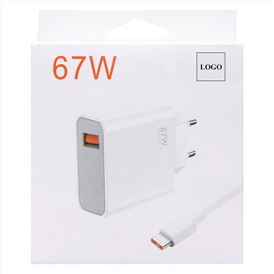 Адаптер Сетевой с кабелем Xiaomi Mi (повр. уп.) USB/Type-C 67W (КС) (white)