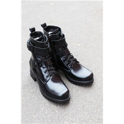 Женские зимние черные ботинки лак 8205-0-0-1
