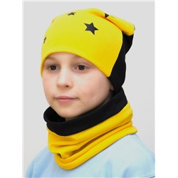 Комплект для мальчика шапка+снуд Double Stars (Цвет желтый), размер 52-54,  хлопок 95%