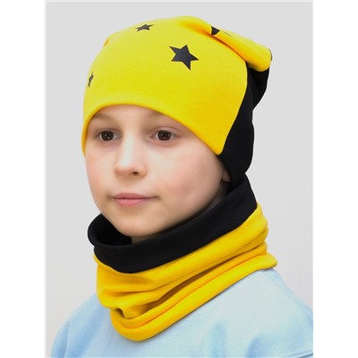 Комплект для мальчика шапка+снуд Double Stars (Цвет желтый), размер 52-54,  хлопок 95%
