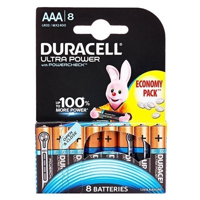 Батарейка AAA Duracell LR03 Ultra Power (8-BL) (80/40320) ЦЕНА УКАЗАНА ЗА 8 ШТ