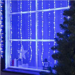 Гирлянда «Водопад» 2 × 1.5 м, IP44, прозрачная нить, 400 LED, свечение бело-синее, 8 режимов, 220 В