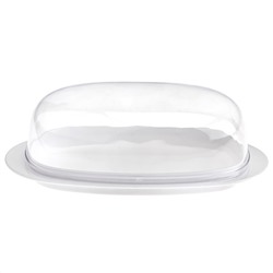 Масленка пластмассовая "Кристалл" 19х10х6см, прозрачная крышка, белый (Россия)