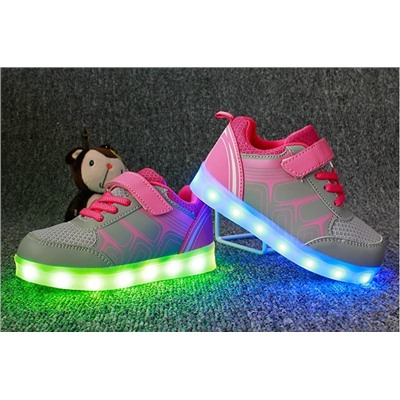 Светящиеся кроссовки с LED подсветкой детские 1168, цвет Серый
