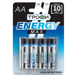 Батарейка AA Трофи LR6 ENERGY MAX  Alkaline (4-BL) (40/640) ЦЕНА УКАЗАНА ЗА 4 ШТ