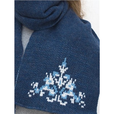 Комплект зимний для девочки шапка+шарф Снежинка (Цвет синий), размер 52-54, шерсть 70%