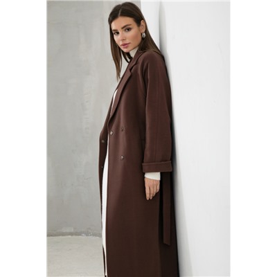 ШЕРСТЯНОЕ УТЕПЛЕННОЕ ПАЛЬТО В СТИЛЕ MAX MARA, КОРИЧНЕВОЕ. АРТ. 1008у