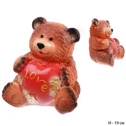 Копилка Медведь с сердцем большой коричневый 18 см / 801178 / без упаковки