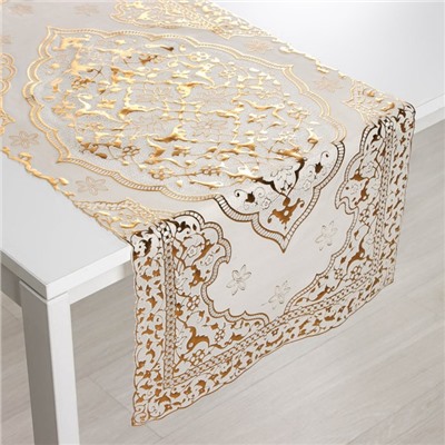 Салфетка ажурная для стола «Восток», 84×40 см, ПВХ, цвет золотой