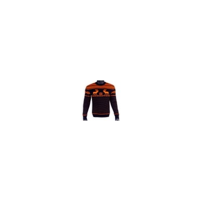 Шерстяной свитер с оранжевым рисунком - оленями - 120.9