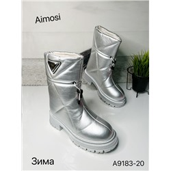 Зимние ботинки с натуральным мехом 9183-20 серебристые