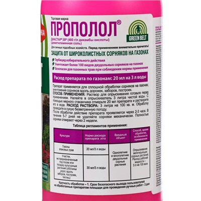 Средство для защиты от сорняков "GREEN BELT" "Прополол", 250 мл