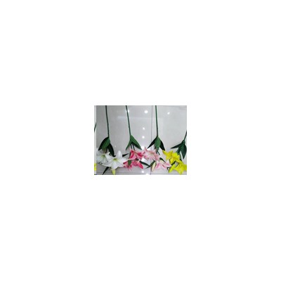 Цветок искусственный Лилия 67 см 3 бутона / J106 /уп 24/288/ латекс (Розовый)