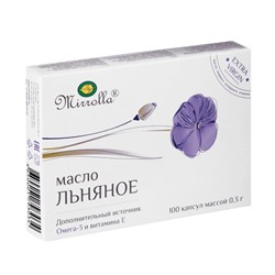 Масло льняное Mirrolla, 100 капсул по 0,3 г