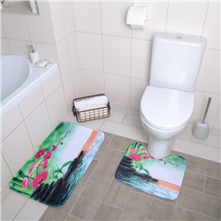 Набор ковриков для ванны и туалета «Рай», 2 шт: 40×45, 45×75 см