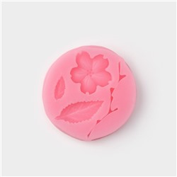 Молд Доляна «Цветок, лист и веточка», силикон, 5,5×0,9 см, цвет МИКС