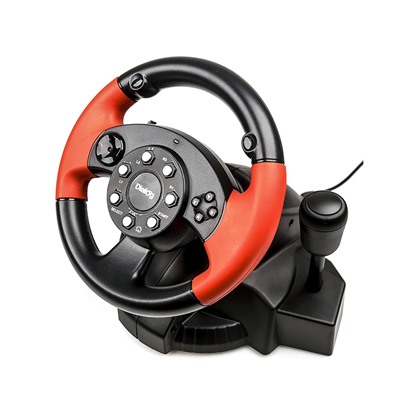 Игровой руль Dialog GW-125VR E-Racer - эф.вибрации, 2 педали, рычаг ПП, PC USB (black)