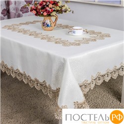 Скатерть "Карвен" жаккард с гипюром 160*350 М 604-6 кремовый (арт. М 604-6)